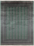 Green Signed Bokhara Handmade Wool Rug - 9' 3" X 12' 1" - Golden Nile