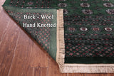 Green Signed Bokhara Handmade Wool Rug - 9' 3" X 12' 1" - Golden Nile