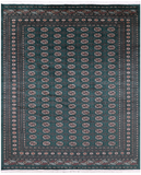 Green Signed Bokhara Handmade Wool Rug - 8' 6" X 10' 0" - Golden Nile