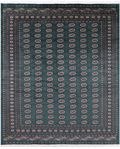 Green Signed Bokhara Handmade Wool Rug - 8' 6