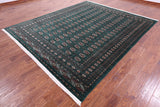 Green Signed Bokhara Handmade Wool Rug - 8' 6" X 10' 0" - Golden Nile