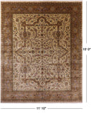 Ivory Persian Tabriz Handmade Wool Rug - 11' 10" X 15' 0" - Golden Nile