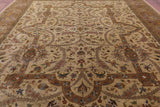 Ivory Persian Tabriz Handmade Wool Rug - 11' 10" X 15' 0" - Golden Nile