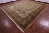 Ivory Persian Tabriz Handmade Wool Rug - 11' 10" X 15' 0" - Golden Nile
