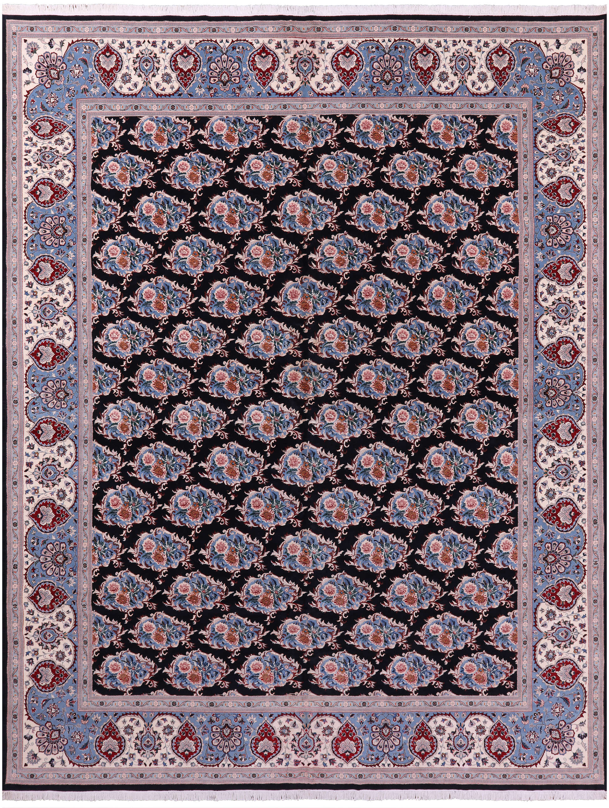 Black Persian Tabriz Handmade Wool Rug - 11' 11" X 15' 5" - Golden Nile