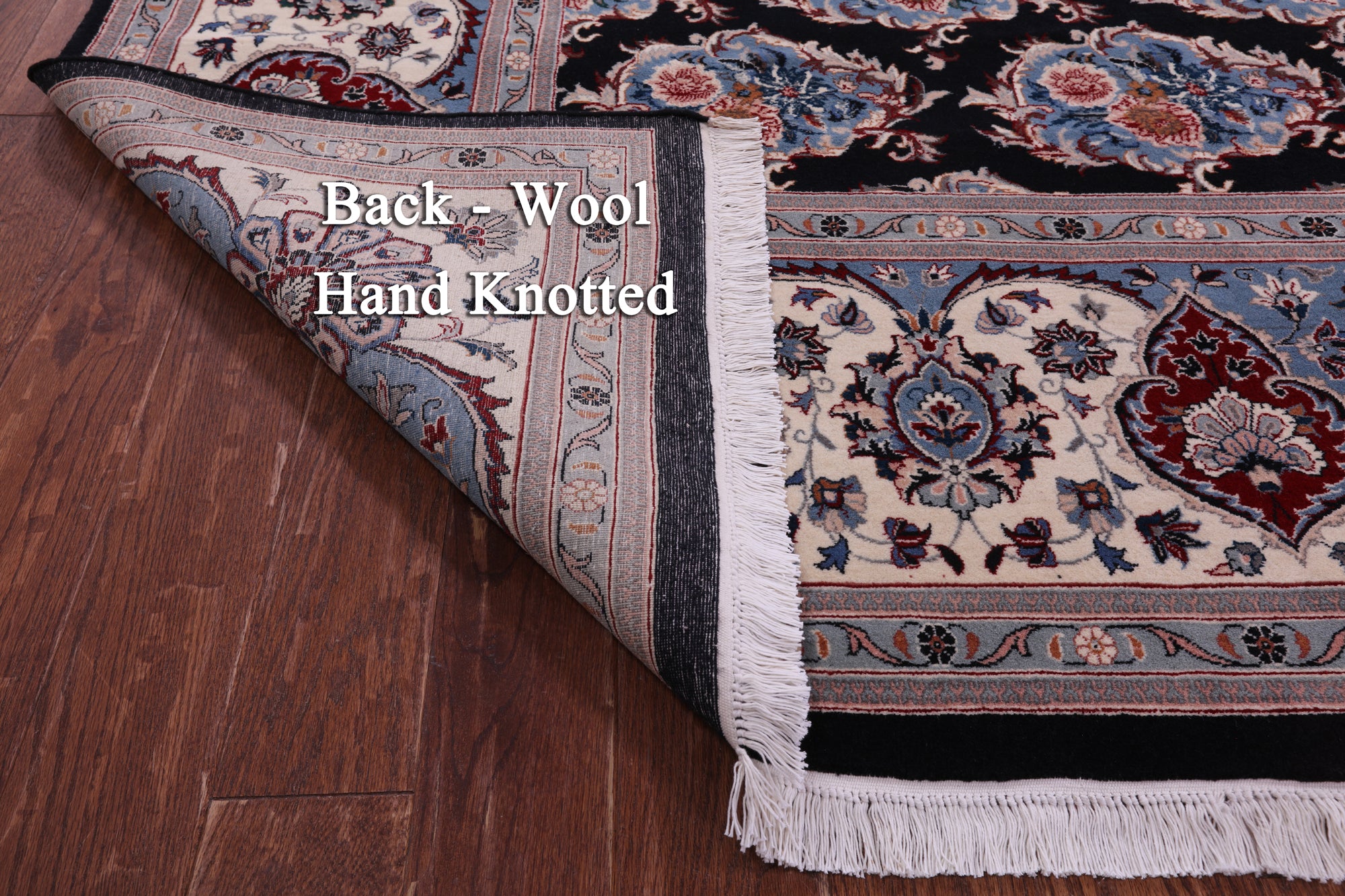 Black Persian Tabriz Handmade Wool Rug - 11' 11" X 15' 5" - Golden Nile