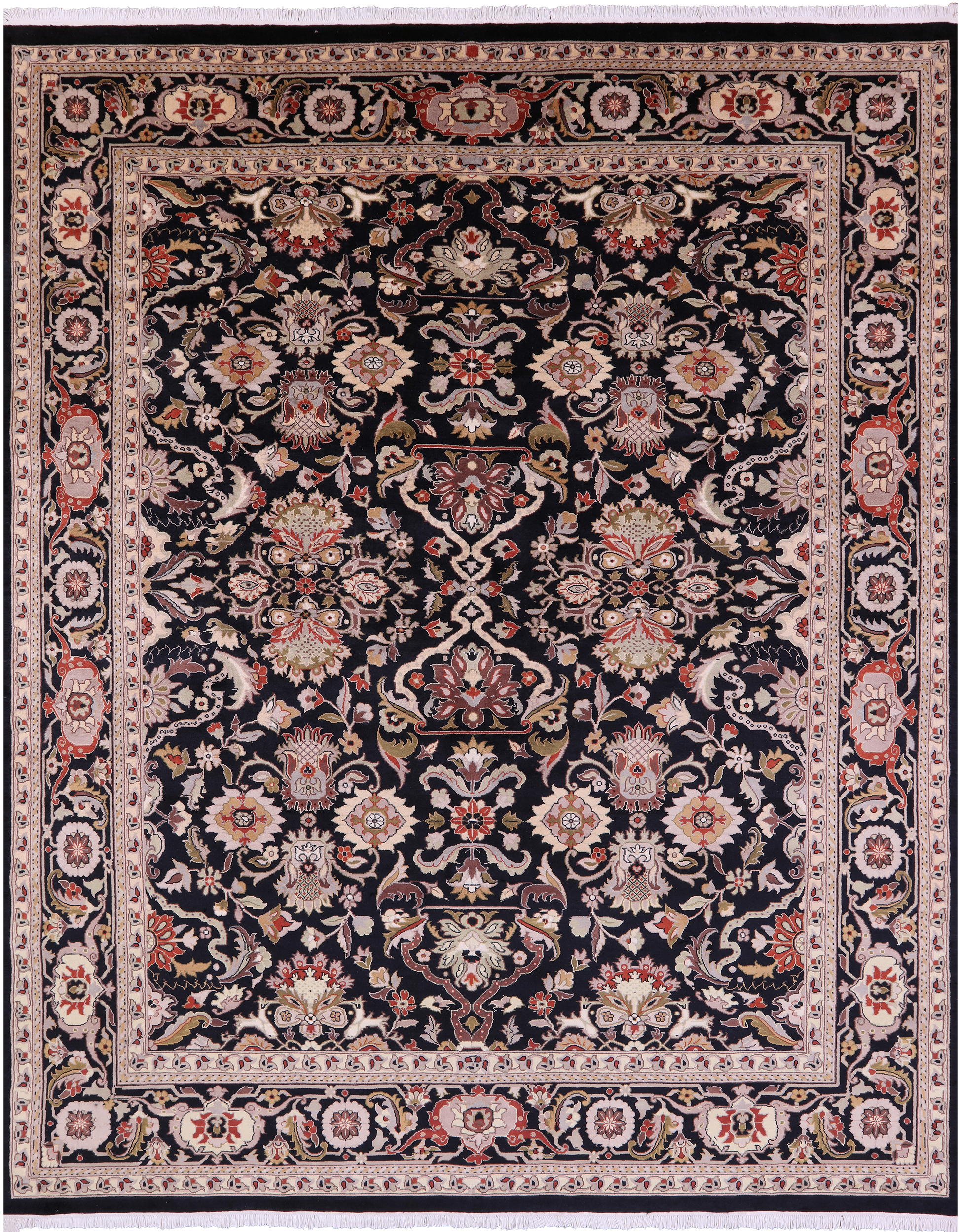 Black Persian Tabriz Handmade Wool Rug - 8' 2" X 10' 0" - Golden Nile
