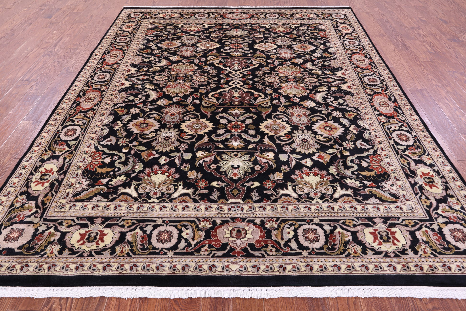 Black Persian Tabriz Handmade Wool Rug - 8' 2" X 10' 0" - Golden Nile