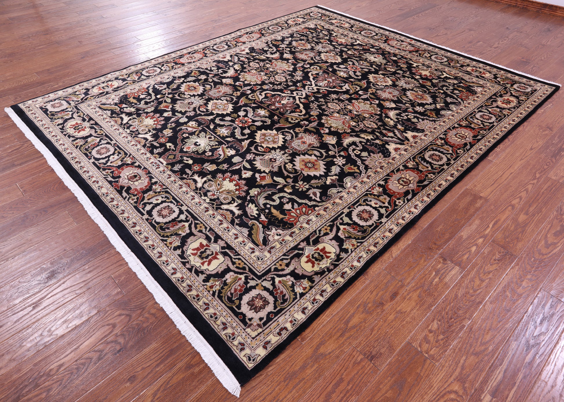 Black Persian Tabriz Handmade Wool Rug - 8' 2" X 10' 0" - Golden Nile