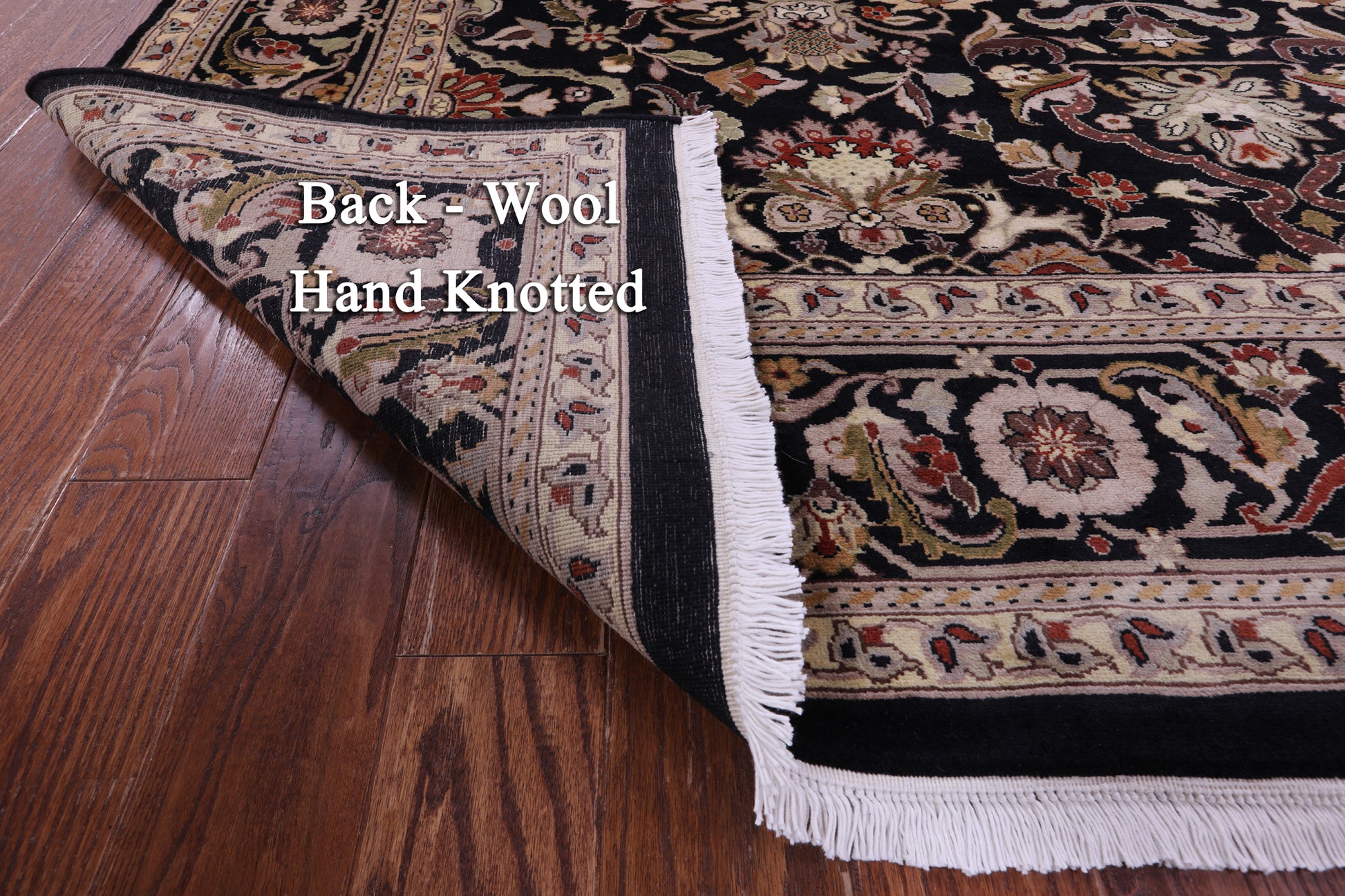 Black Persian Tabriz Handmade Wool Rug - 8' 2" X 10' 0" - Golden Nile