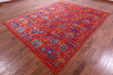 Red Persian Tabriz Handmade Wool & Silk Rug - 8' 2" X 10' 2" - Golden Nile