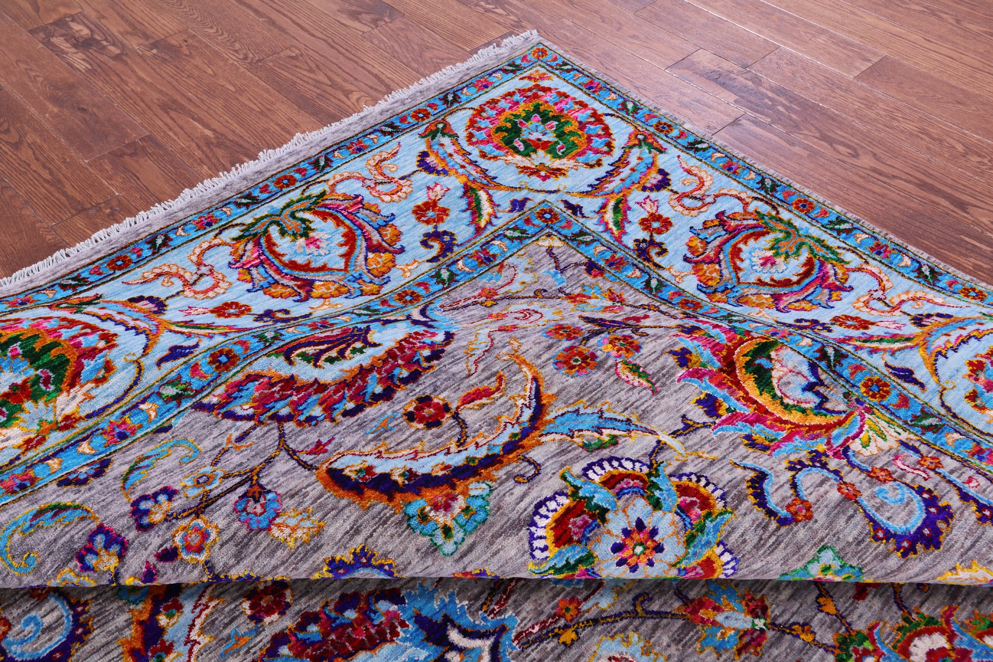 Grey Persian Tabriz Hand Knotted Wool & Silk Rug - 8' 1" X 10' 2" - Golden Nile