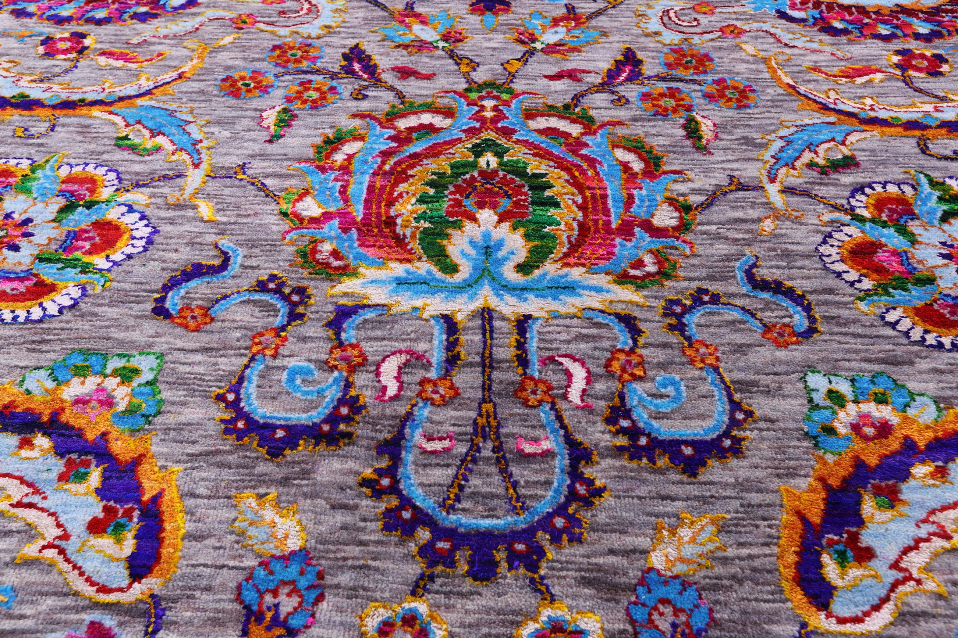 Grey Persian Tabriz Hand Knotted Wool & Silk Rug - 8' 1" X 10' 2" - Golden Nile