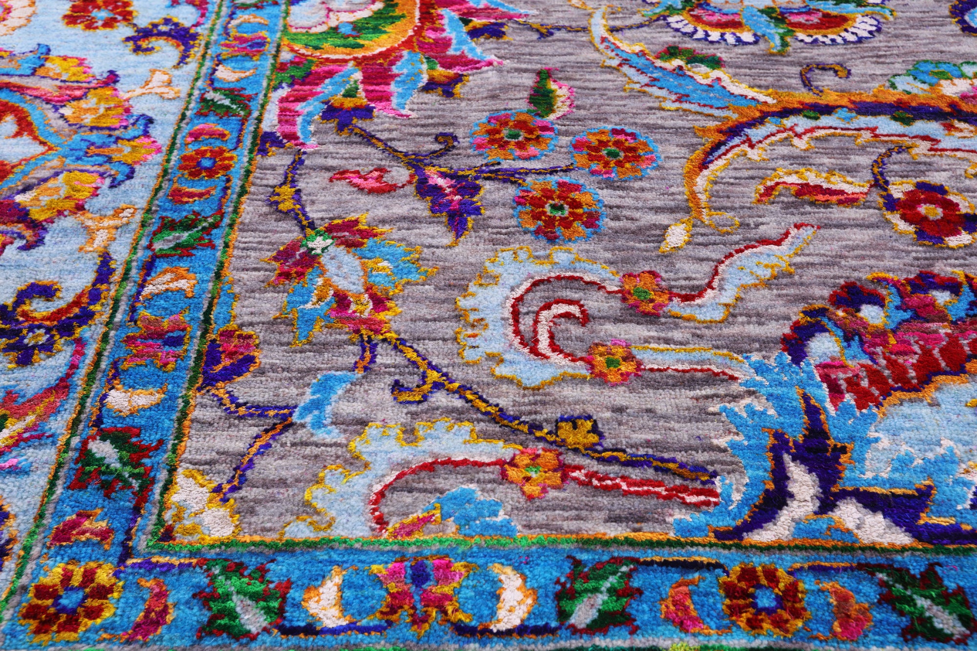 Grey Persian Tabriz Hand Knotted Wool & Silk Rug - 8' 1" X 10' 2" - Golden Nile