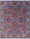 Grey Persian Tabriz Hand Knotted Wool & Silk Rug - 8' 1" X 10' 2" - Golden Nile