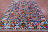 Grey Persian Tabriz Hand Knotted Wool & Silk Rug - 8' 1" X 10' 2" - Golden Nile