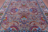 Grey Persian Tabriz Hand Knotted Wool & Silk Rug - 8' 1" X 10' 2" - Golden Nile