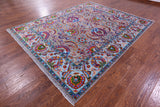 Grey Persian Tabriz Hand Knotted Wool & Silk Rug - 8' 1" X 10' 2" - Golden Nile
