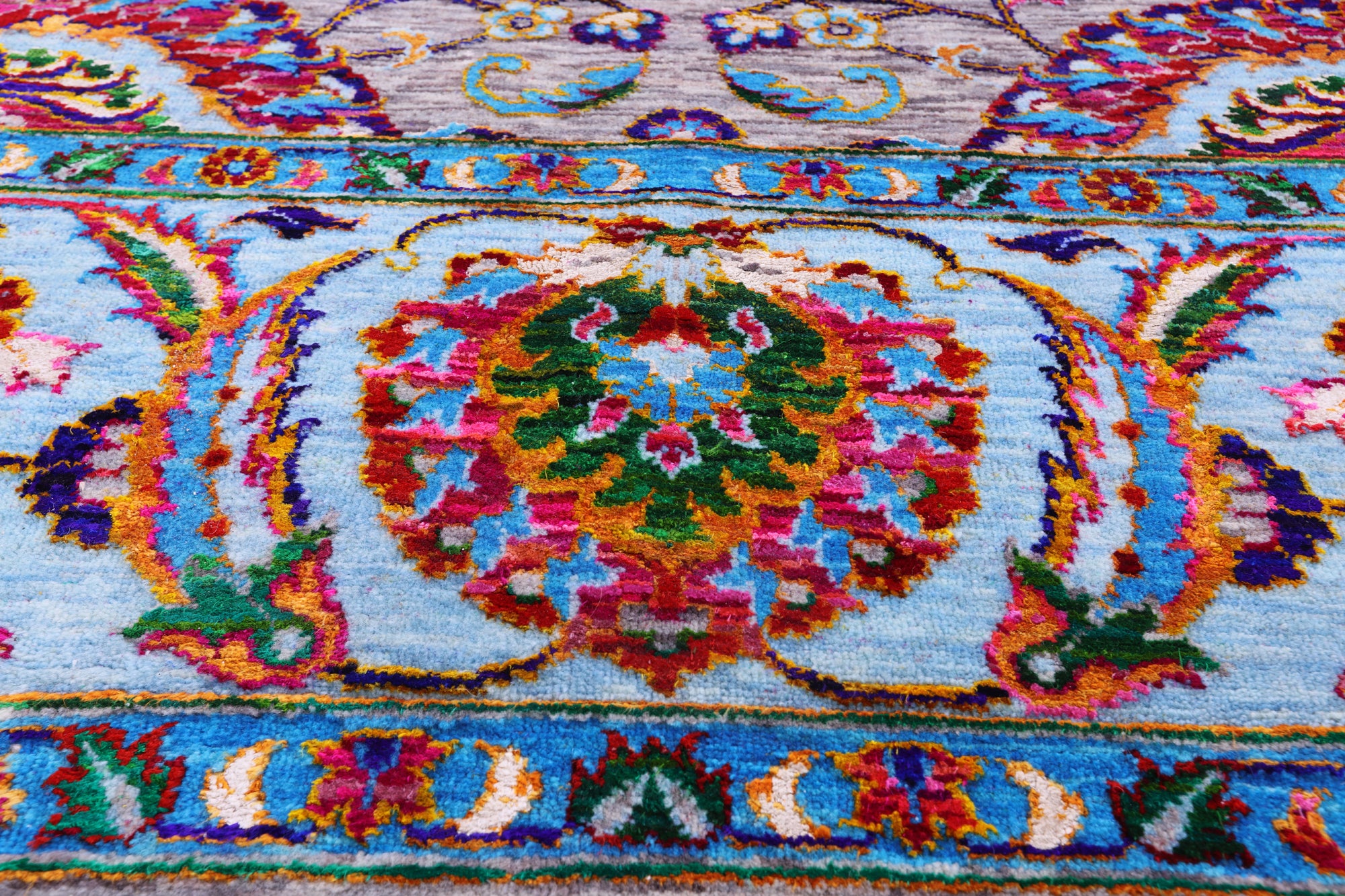 Grey Persian Tabriz Hand Knotted Wool & Silk Rug - 8' 1" X 10' 2" - Golden Nile
