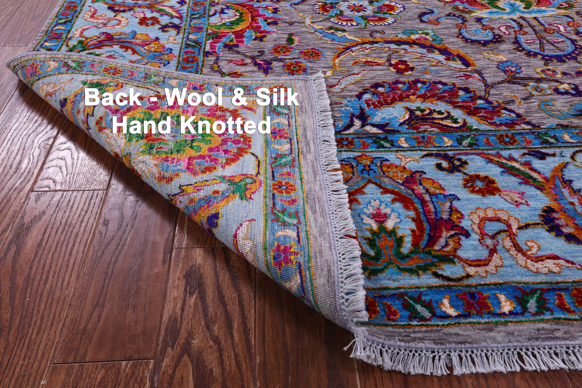Grey Persian Tabriz Hand Knotted Wool & Silk Rug - 8' 1" X 10' 2" - Golden Nile