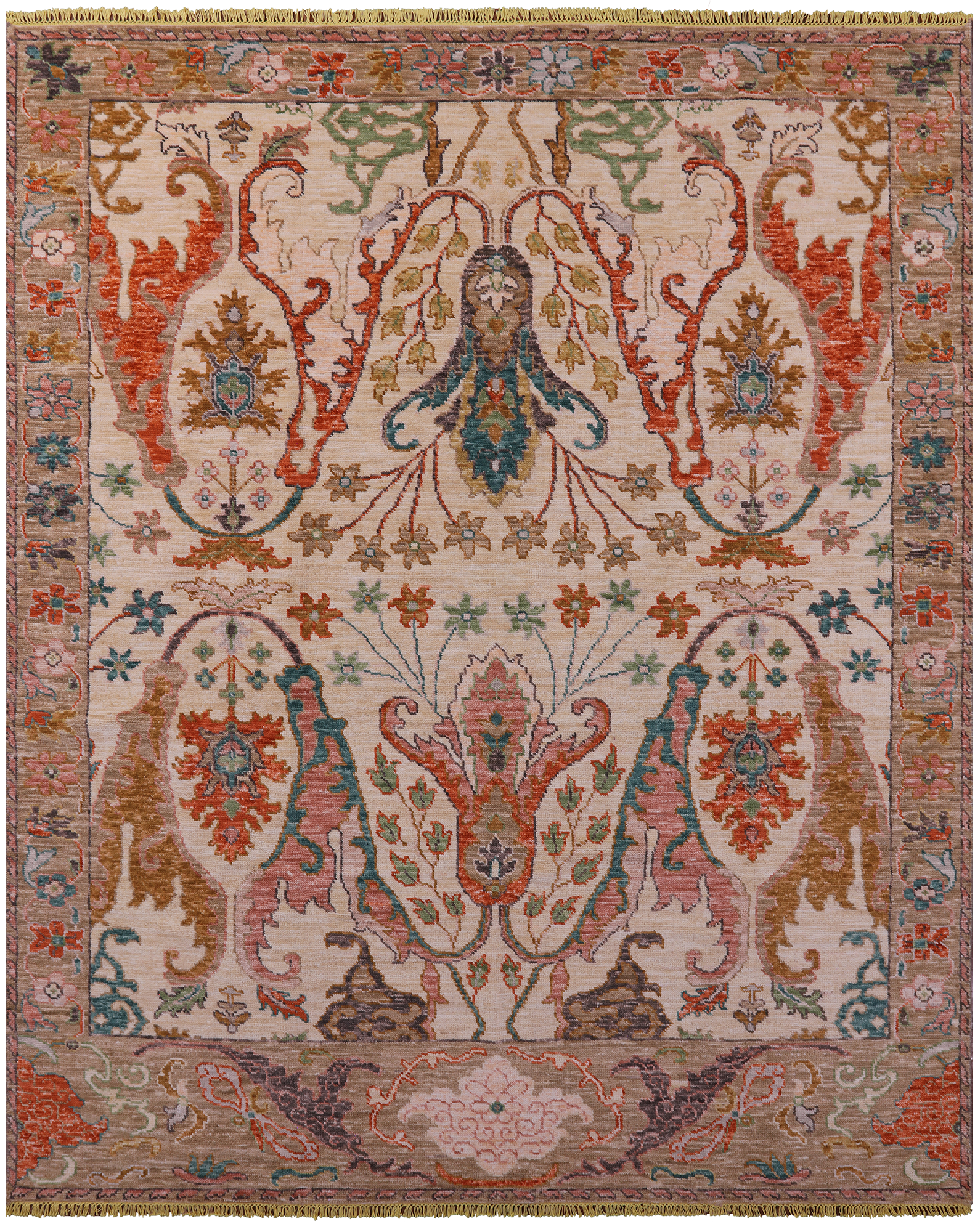 Ivory Turkish Oushak Hand Knotted Wool Rug - 8' 2" X 10' 0" - Golden Nile