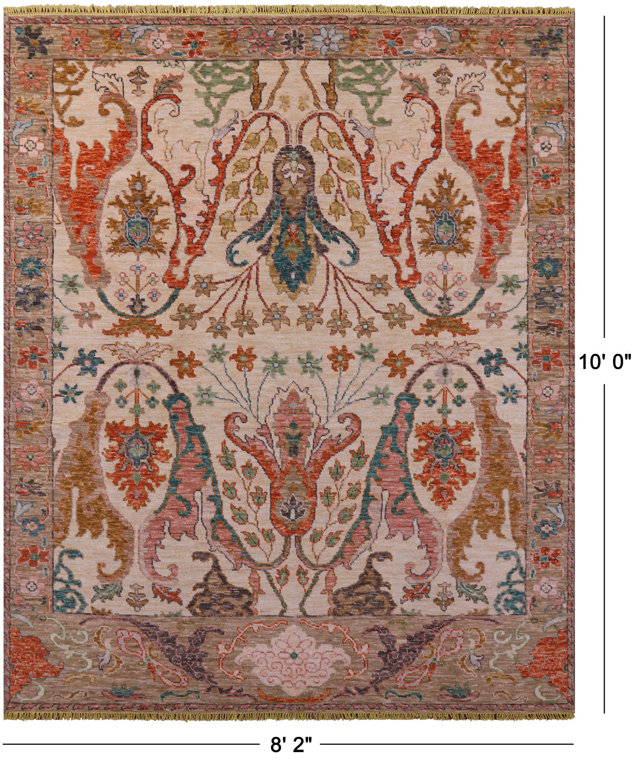 Ivory Turkish Oushak Hand Knotted Wool Rug - 8' 2" X 10' 0" - Golden Nile