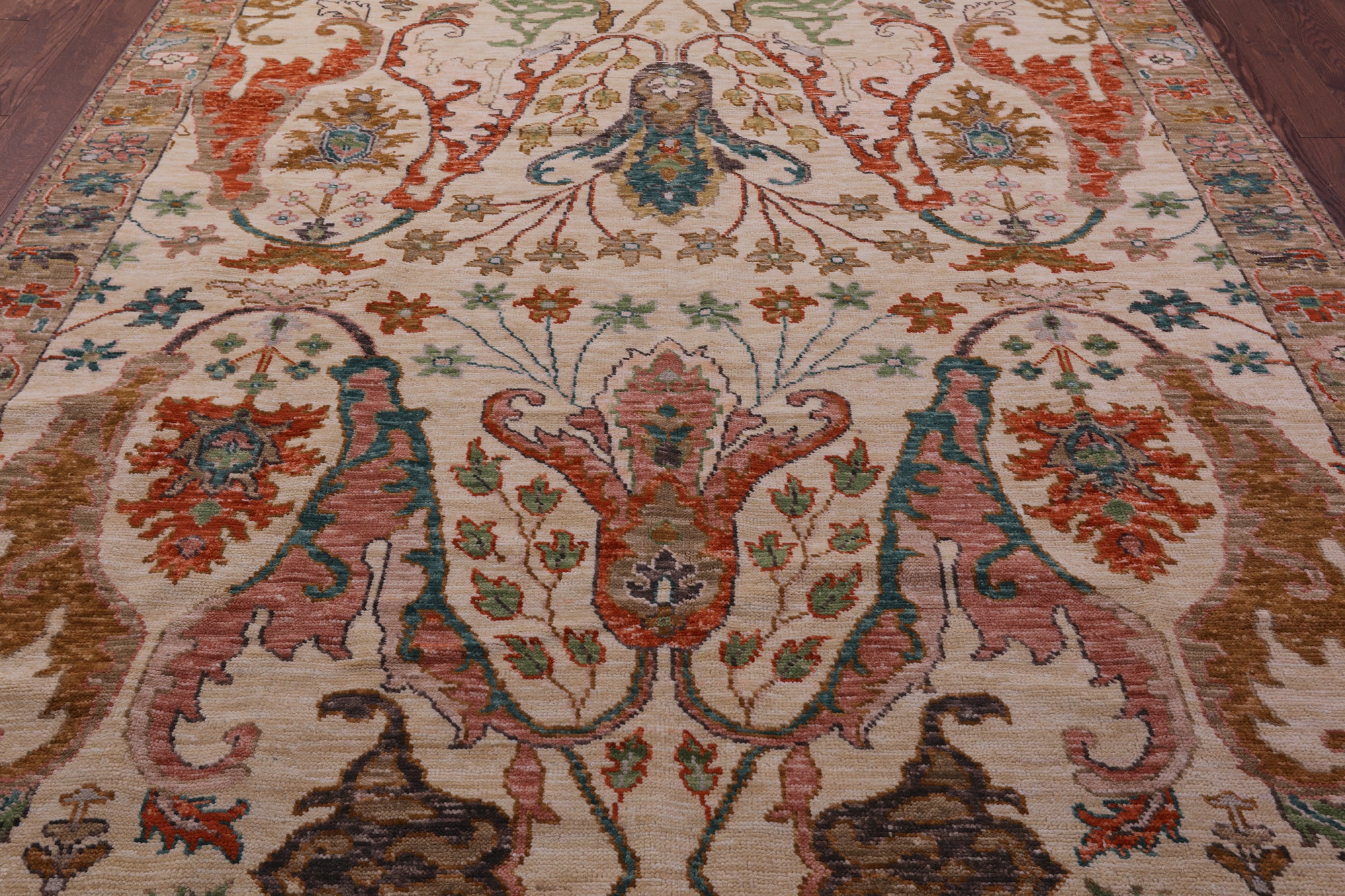 Ivory Turkish Oushak Hand Knotted Wool Rug - 8' 2" X 10' 0" - Golden Nile