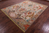 Ivory Turkish Oushak Hand Knotted Wool Rug - 8' 2" X 10' 0" - Golden Nile