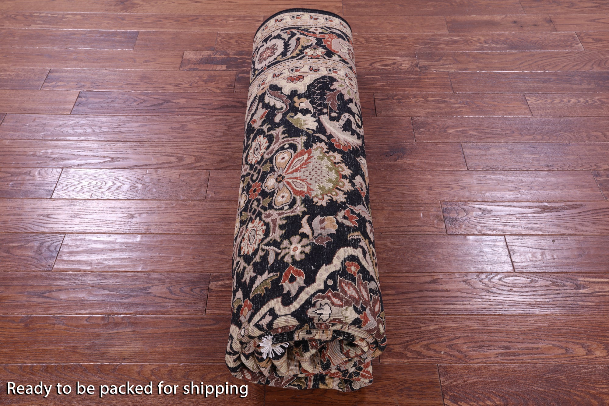 Black Persian Tabriz Hand Knotted Wool Rug - 8' 0" X 10' 3" - Golden Nile