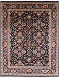 Black Persian Tabriz Hand Knotted Wool Rug - 8' 0" X 10' 3" - Golden Nile