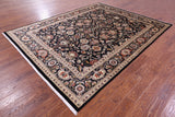 Black Persian Tabriz Hand Knotted Wool Rug - 8' 0" X 10' 3" - Golden Nile