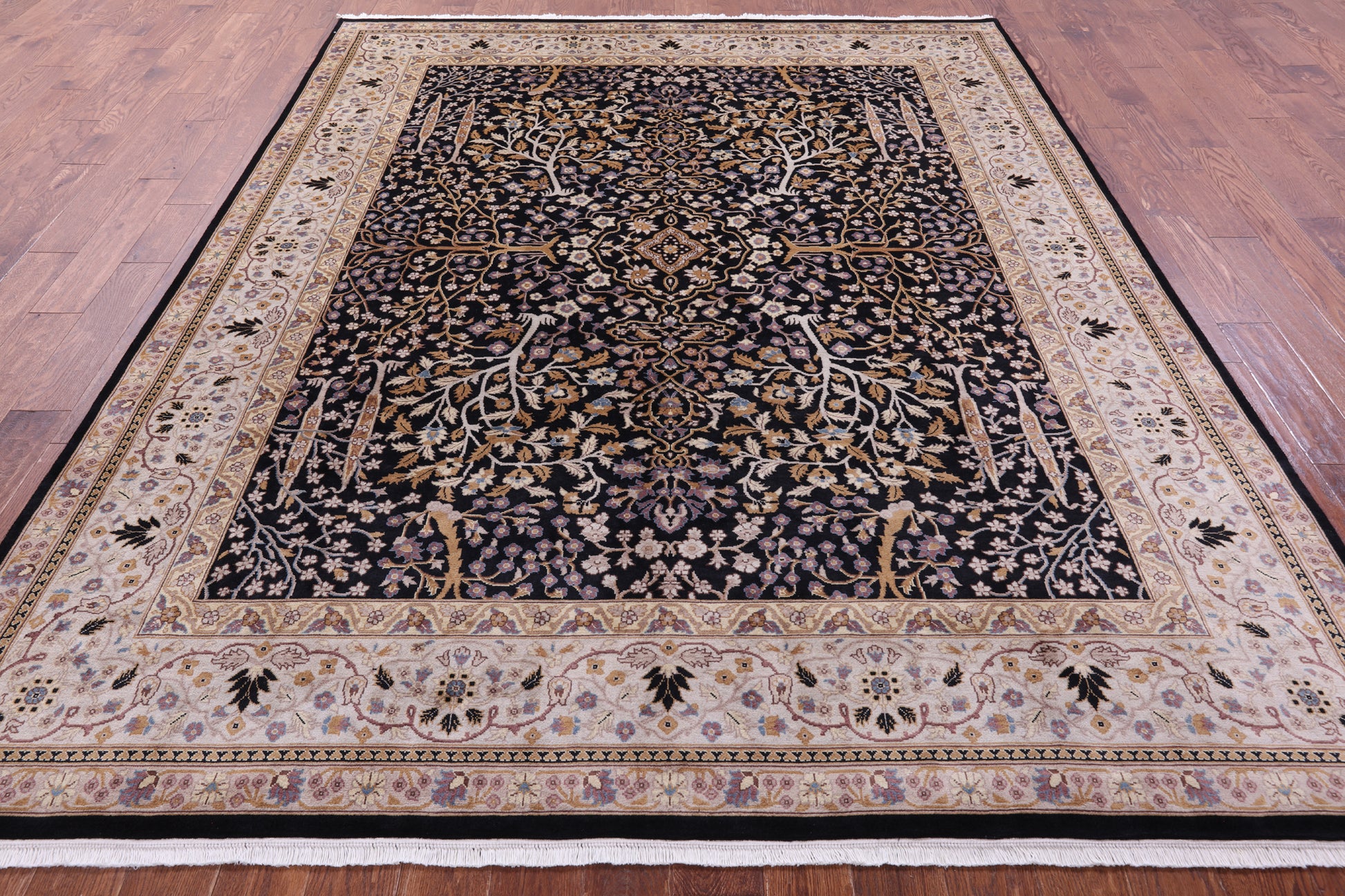 Black Persian Ziegler Hand Knotted Wool Rug - 8' 0" X 10' 1" - Golden Nile