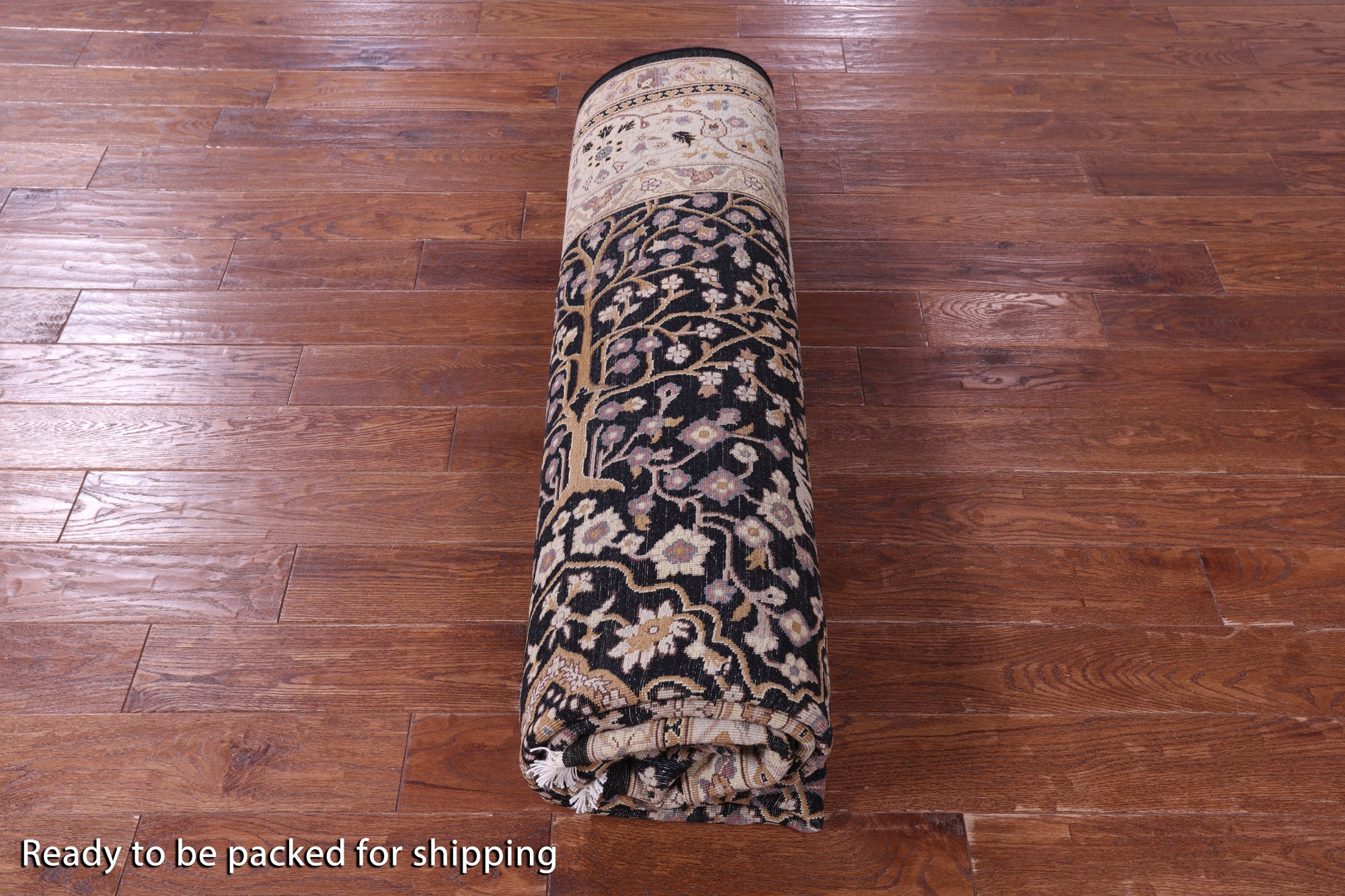 Black Persian Ziegler Hand Knotted Wool Rug - 8' 0" X 10' 1" - Golden Nile