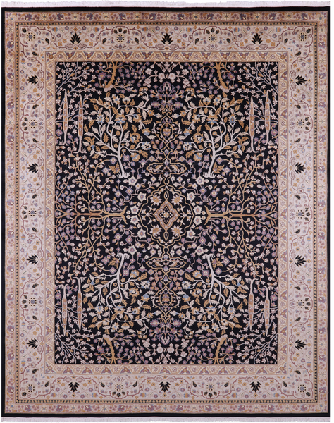 Black Persian Ziegler Hand Knotted Wool Rug - 8' 0" X 10' 1" - Golden Nile