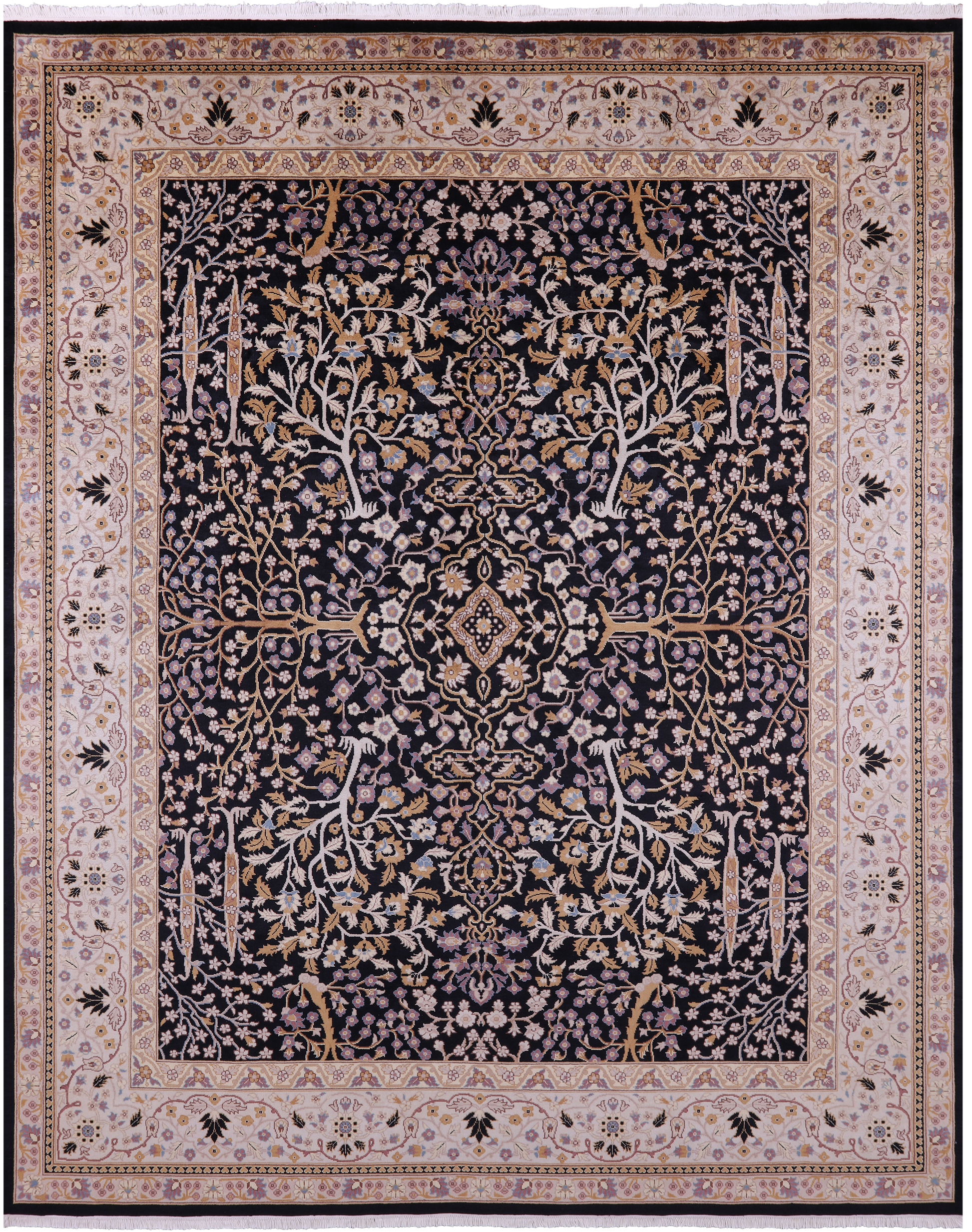 Black Persian Ziegler Hand Knotted Wool Rug - 8' 0" X 10' 1" - Golden Nile