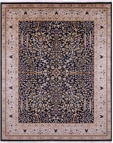 Black Persian Ziegler Hand Knotted Wool Rug - 8' 0