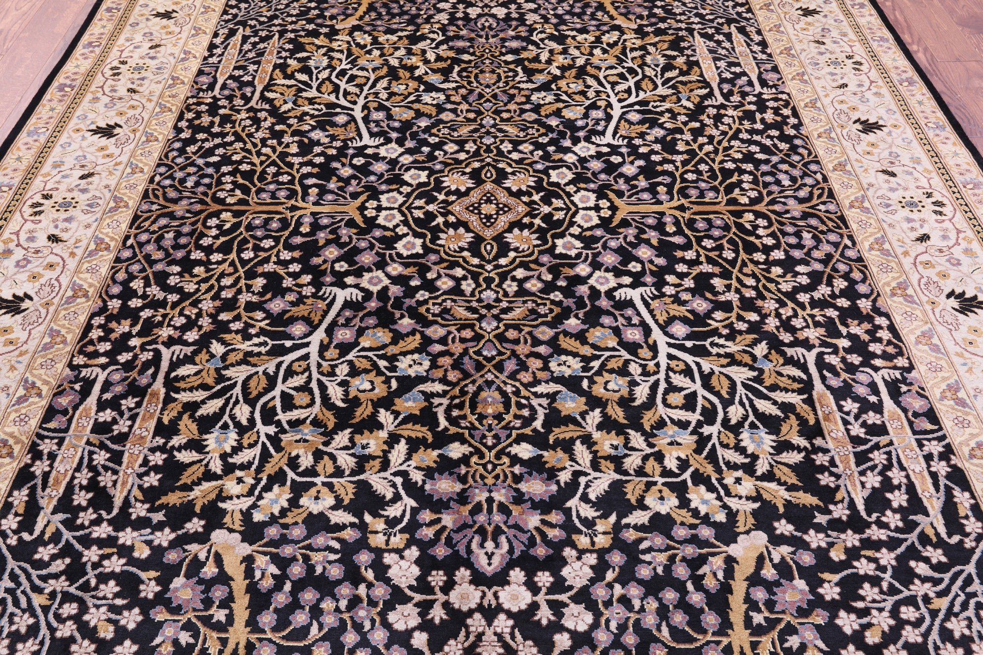 Black Persian Ziegler Hand Knotted Wool Rug - 8' 0" X 10' 1" - Golden Nile