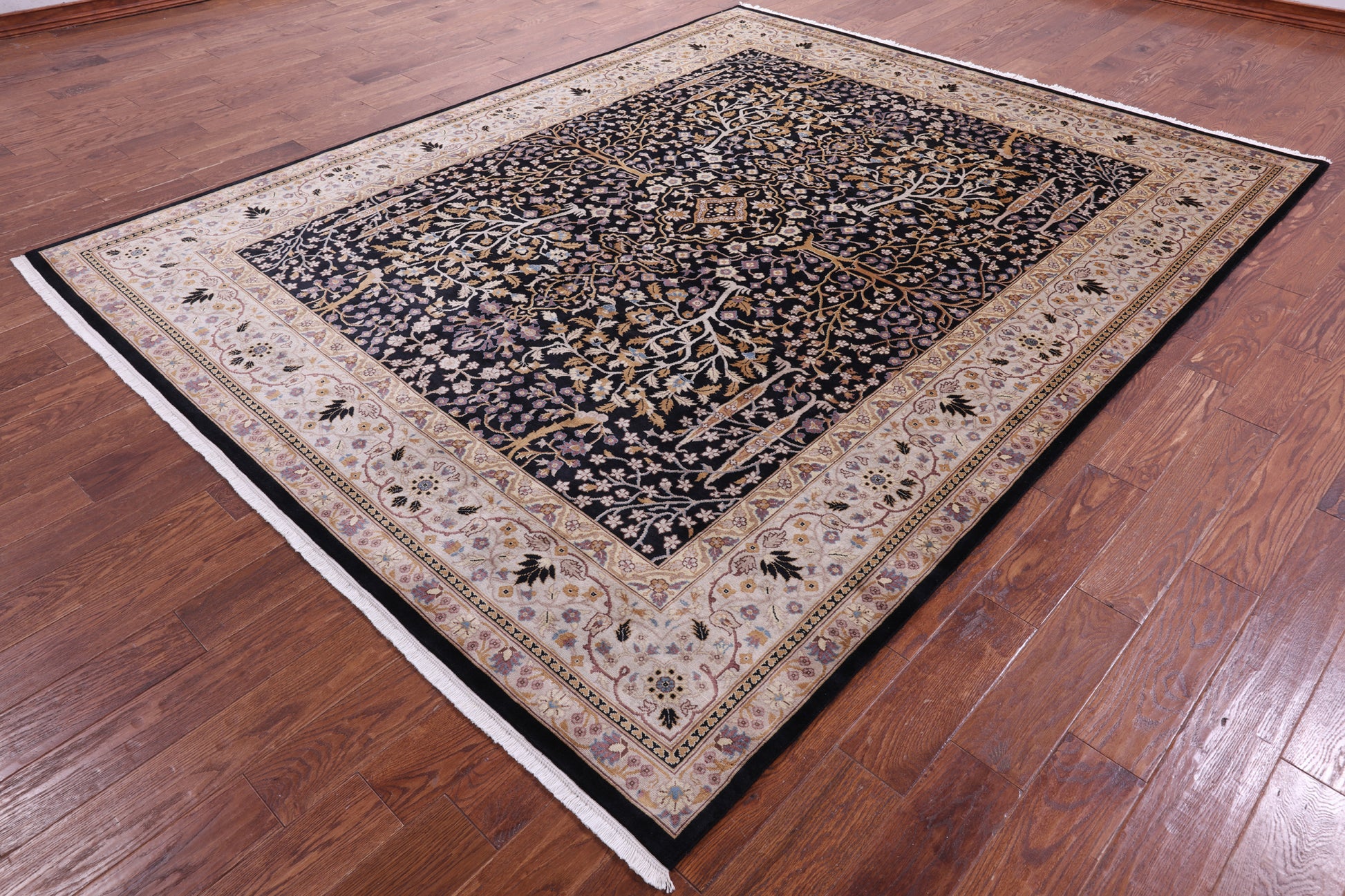 Black Persian Ziegler Hand Knotted Wool Rug - 8' 0" X 10' 1" - Golden Nile