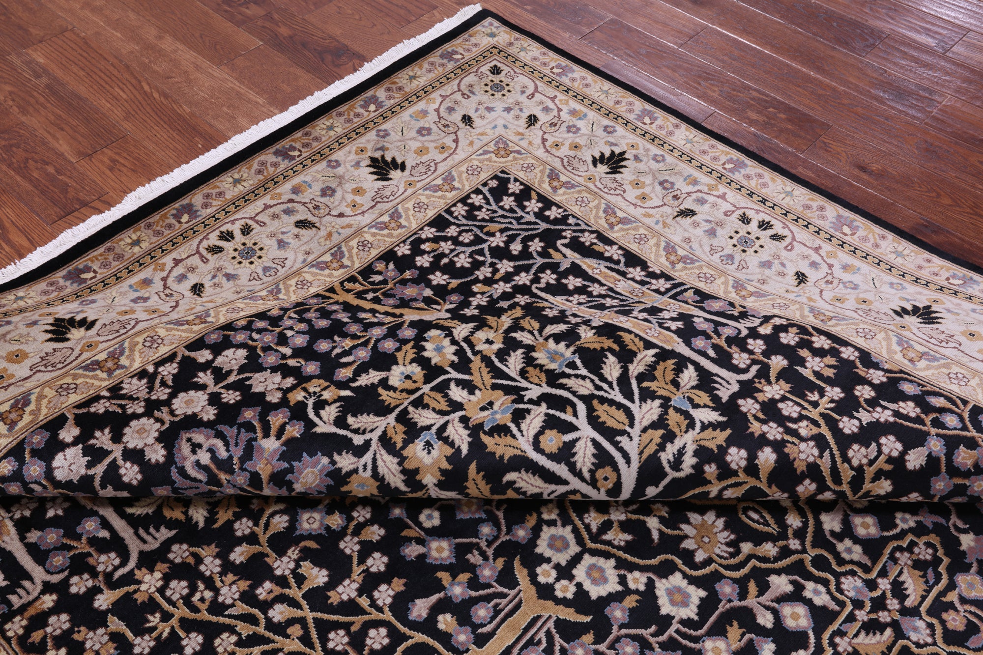 Black Persian Ziegler Hand Knotted Wool Rug - 8' 0" X 10' 1" - Golden Nile