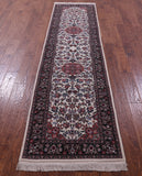 Ivory Persian Tabriz Hand Knotted Wool & Silk Runner Rug - 2' 7" X 9' 10" - Golden Nile