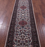 Ivory Persian Tabriz Hand Knotted Wool & Silk Runner Rug - 2' 7" X 9' 10" - Golden Nile