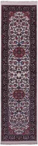 Ivory Persian Tabriz Hand Knotted Wool & Silk Runner Rug - 2' 7