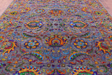 Grey Persian Tabriz Hand Knotted Wool & Silk Rug - 9' 1" X 12' 0" - Golden Nile