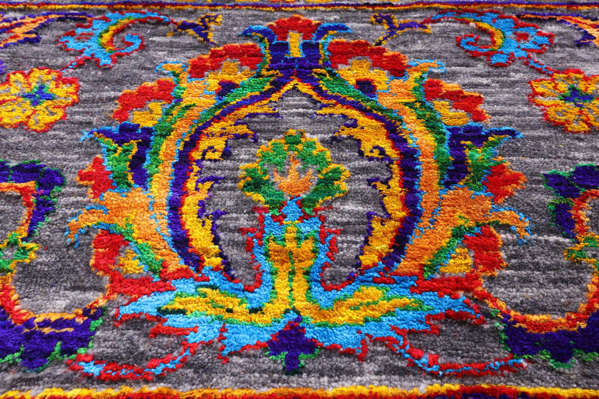 Grey Persian Tabriz Hand Knotted Wool & Silk Rug - 9' 1" X 12' 0" - Golden Nile