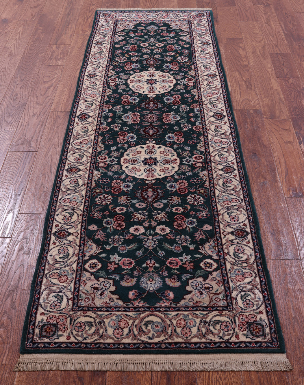 Green Persian Tabriz Handmade Wool Runner Rug - 2' 7" X 8' 0" - Golden Nile