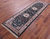 Green Persian Tabriz Handmade Wool Runner Rug - 2' 7" X 8' 0" - Golden Nile