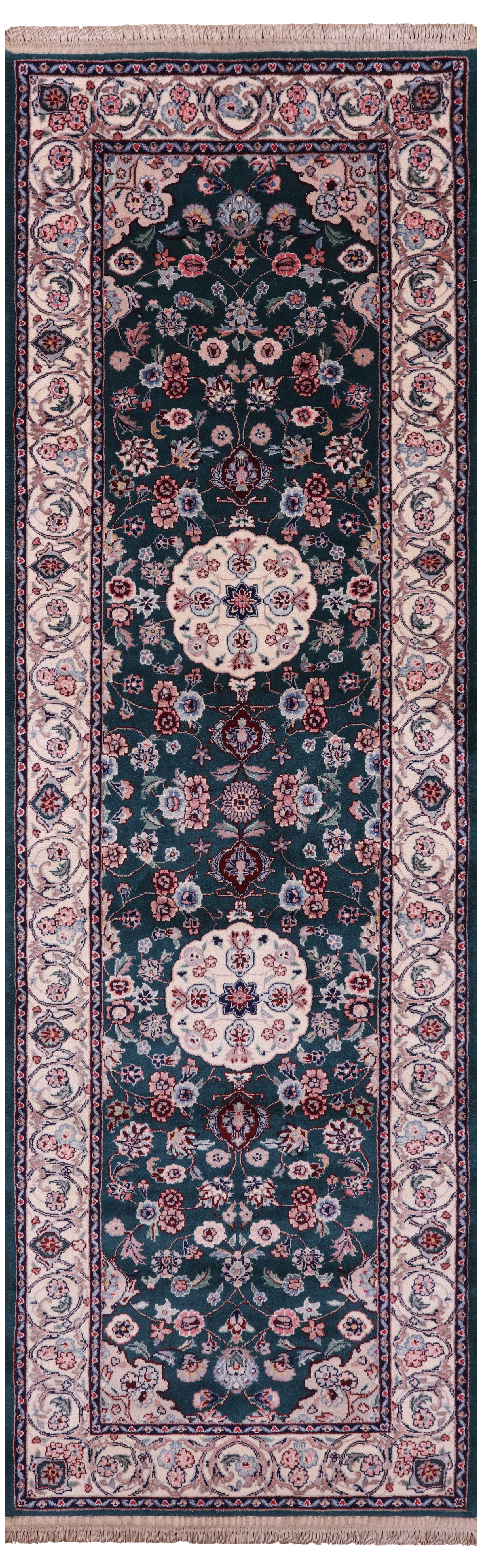 Green Persian Tabriz Handmade Wool Runner Rug - 2' 7" X 8' 0" - Golden Nile