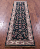 Green Persian Tabriz Handmade Wool & Silk Runner Rug - 2' 7" X 9' 0" - Golden Nile
