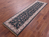Green Persian Tabriz Handmade Wool & Silk Runner Rug - 2' 7" X 9' 0" - Golden Nile