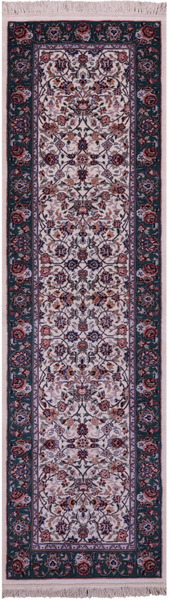 Ivory Persian Tabriz Hand Knotted Wool & Silk Runner Rug - 2' 4" X 8' 1" - Golden Nile